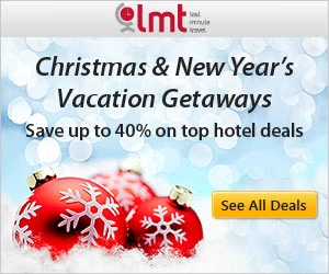 Christmas & New Years Vacation Getaways. Save up to 40% on top hotel deals. Use promo code 'MERRY30' and get $30 OFF (on $350 or more hotel rooms purchase)