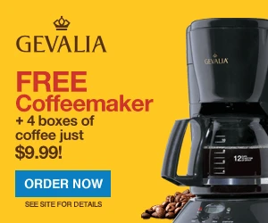 Hot Deal! Gevalia 4 boxes of Coffee + Free Coffemaker!
