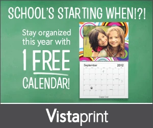 Free Back To School Calendar from Vistaprint!