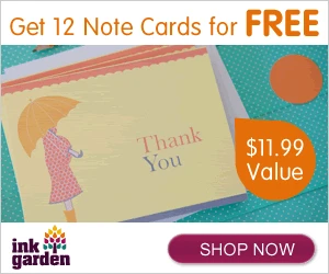 Free 12 Note Cards from Ink Garden!