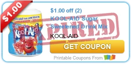 $1.00 off (2) KOOL-AID Sugar Sweetened Drink Mix