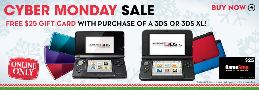 GameStop: Buy Nintendo 3DS or 3DSXL & get $25 Gift Card!!