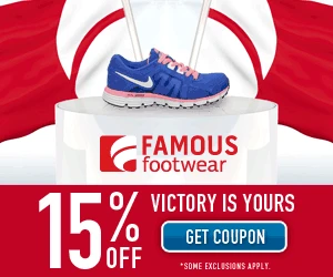 Famous Footwear 15% Off Entire Purchase!!