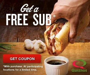 Quiznos Coupons Available!! Free Sub & More!